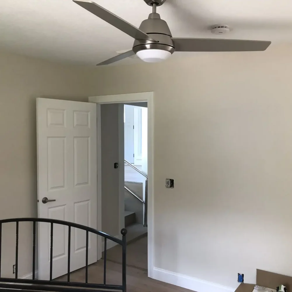 Master Bedroom Remodel with Black metal accents and gray walls